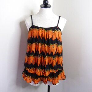 New Lavena Women's S/M Hot Chili Pepper Blouson Sleeveless Layered Tank Top NWT